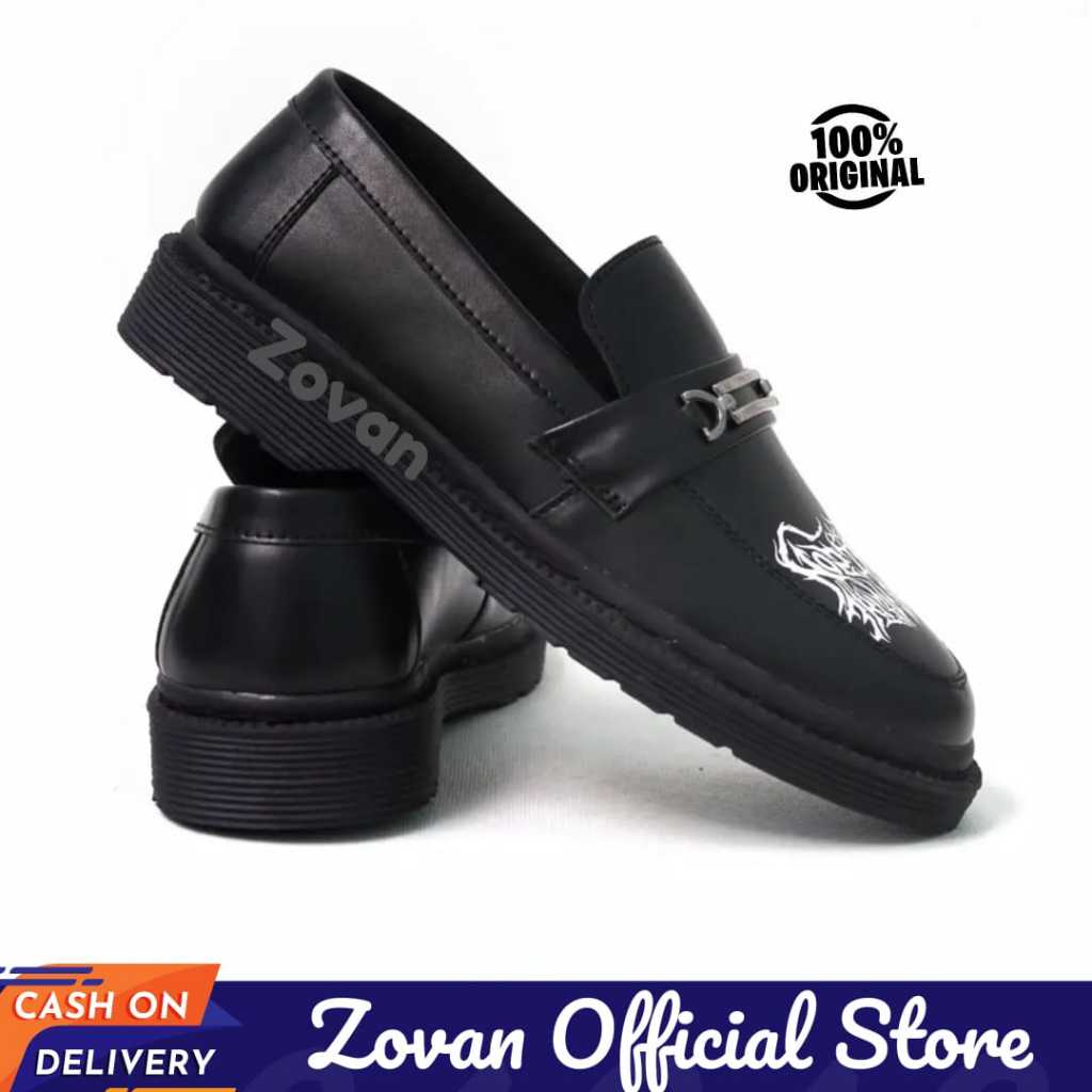 Jual Zovan Horus Sepatu Slip On Loafers Casual Hitam Pria Pantofel