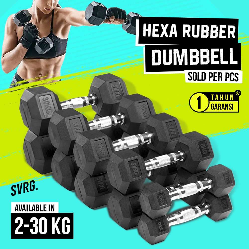 Svarga Hexagonal Dumbbell - 4 KG - Hexagon Rubber Dumbell Barbell