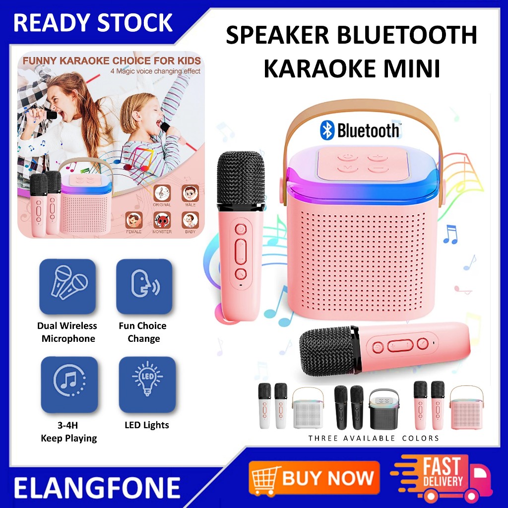 Jual SPEAKER KARAOKE BLUETOOTH MINI 2 MICROPHONE WIRELESS FULL BASS 1 ...