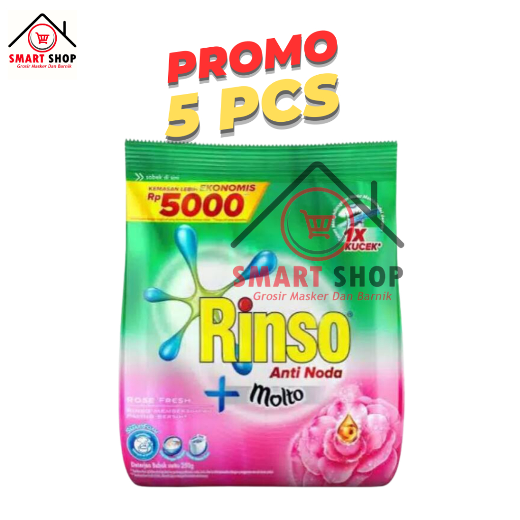 Jual 5 PCS RINSO Bubuk 195gram Kemasan 5000 | Shopee Indonesia