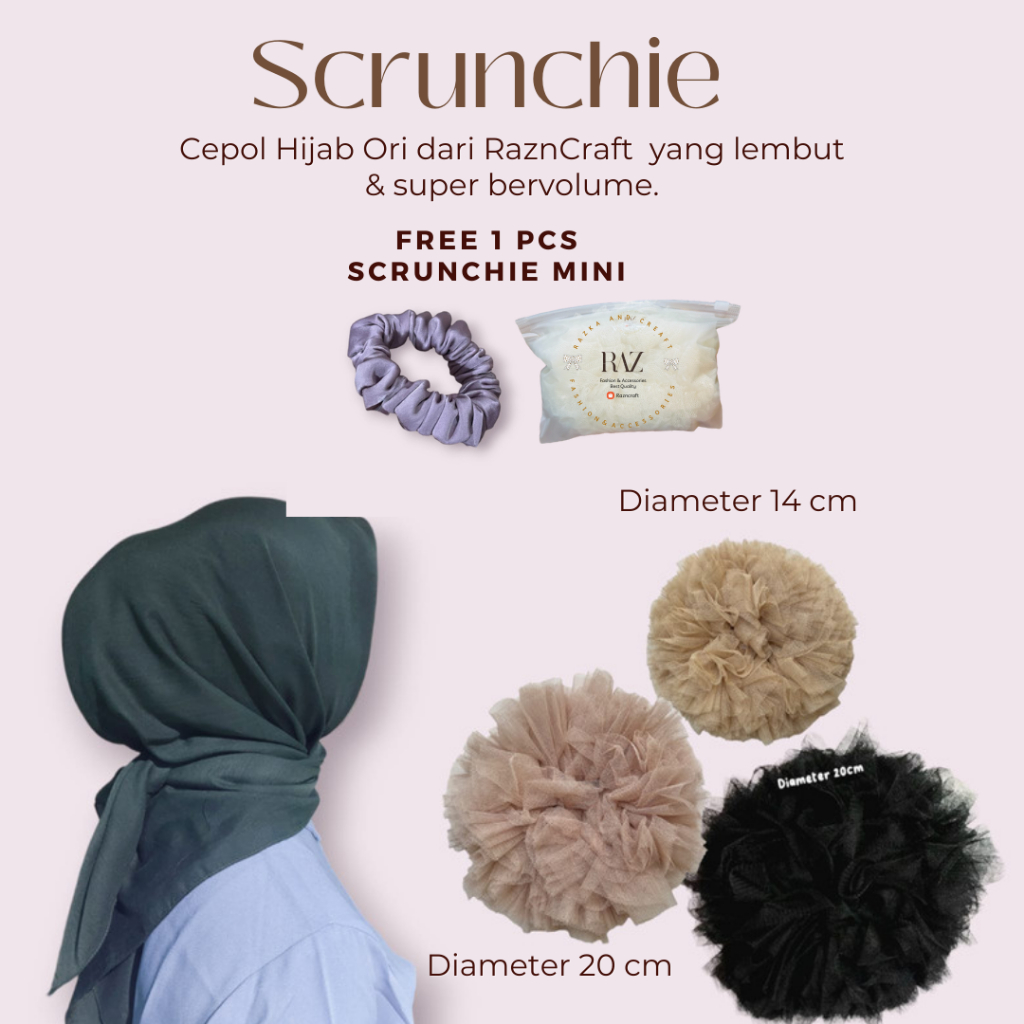 Jual Cepol Hijab | Scrunchie Tile Premium | Ikat Rambut Cepol Anti ...