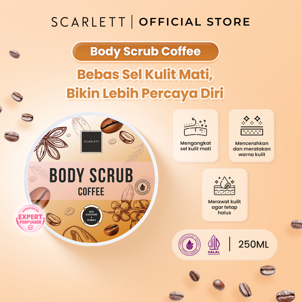 Scarlett Body Scrub <b>Coffee</b> 250ml <b>Coffee</b> - wangi Sweet-Calming (<b>Coffee</b>, <b>Vani...</b>