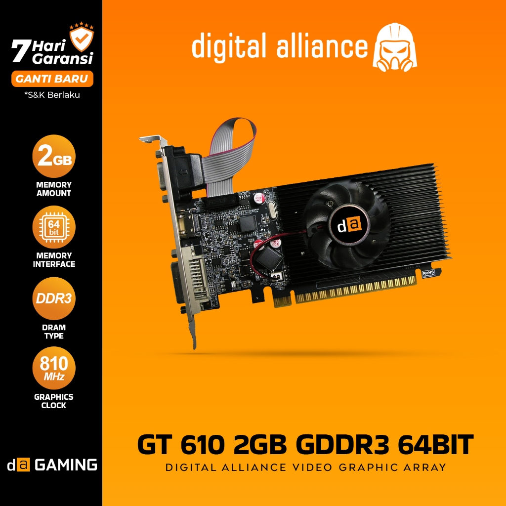 Jual VGA CARD DIGITAL ALLIANCE GT 610 2GB GDDR3 64Bit NVIDIA GEFORCE