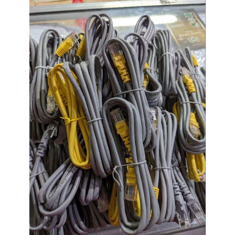 Jual kabel lan RJ45 1-2 meter 8pin CAT 5E GIGABIT baru kabel lan kuning ...