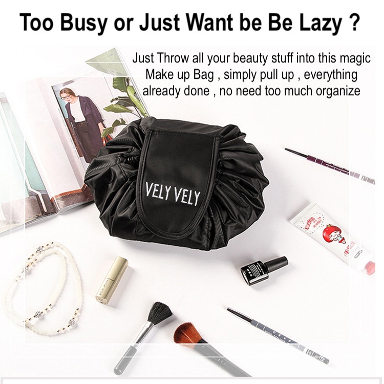 Must Have Lazy Makeup Bag Tas Serut Organizer Cosmetic Pouch Travel