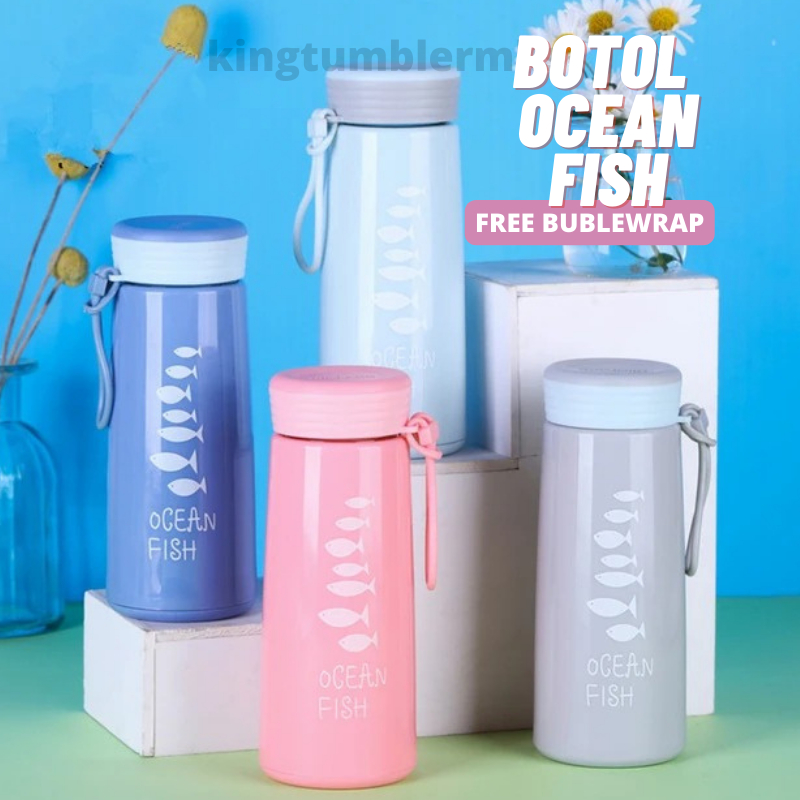 Jual Botol Kaca Ocean Fish 450 ml Tempat Minum Motif Ocean Fish PAKAI ...