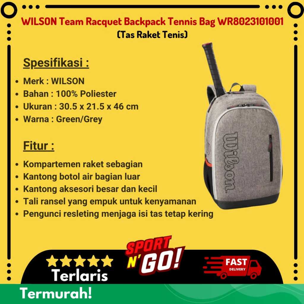 Jual WILSON Team Racquet Backpack Tennis Bag WR8023101001 - Tas Raket ...