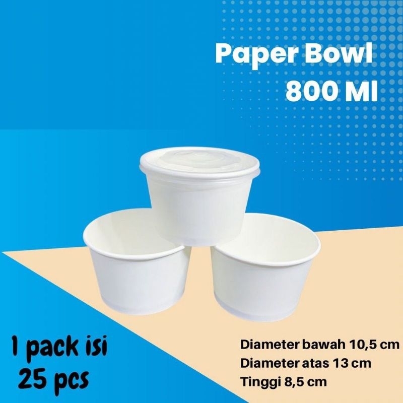 Jual Paper Rice Bowl Lolipop 800ml (27oZ) / Mangkok Kertas Rice Bowl ...