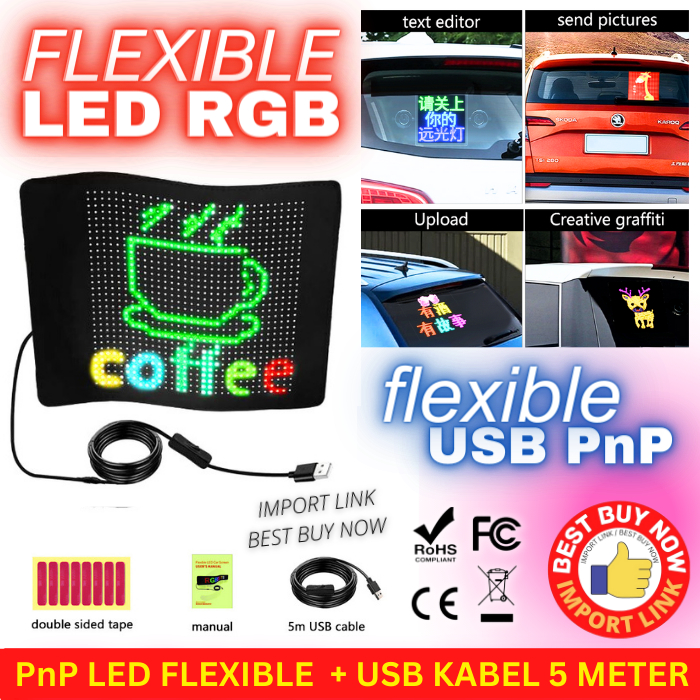 Jual Screen Display Flexible Lampu Running Led Strip Mobil Moving Mini Signboard Rgb Light Pixel