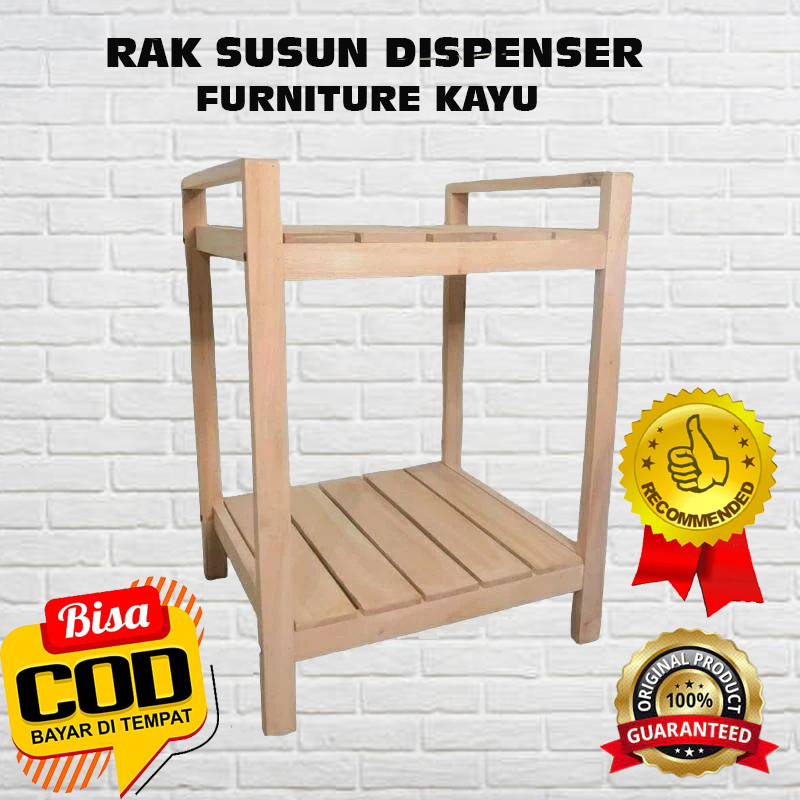 Jual Rak Rice Cooker Dan Dispenser Rak Kayu Susun Serbaguna Tingkat