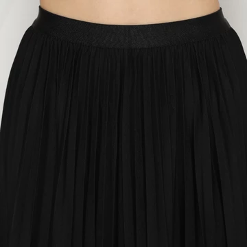 MINEOLA Serenity Black Pleated Midi Skirt (Rok Wanita Midi Plisket Bahan Impor Premium Korean