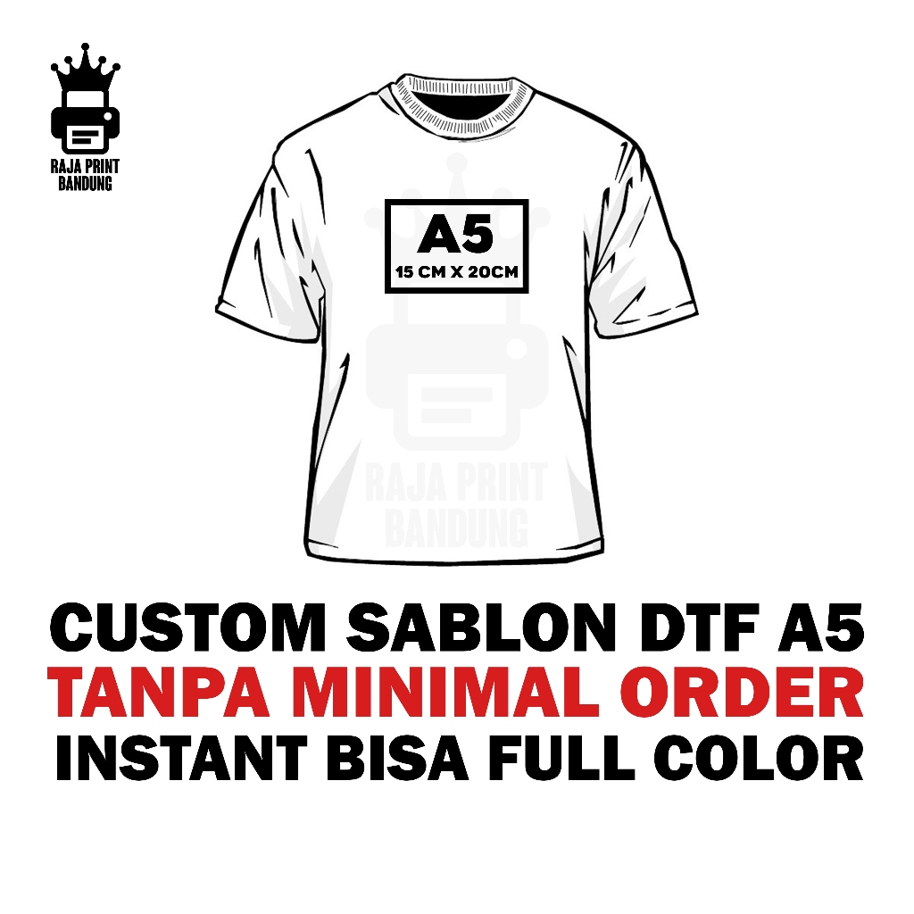 Jual DTF A5 Satuan Custom Sablon Sticker Tinggal Setrika Di Kaos ...