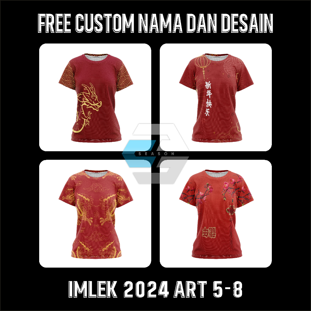 Jual Baju Kaos T-Shirt Dewasa Jersey Imlek 2024 Chinese New Year Dragon ...