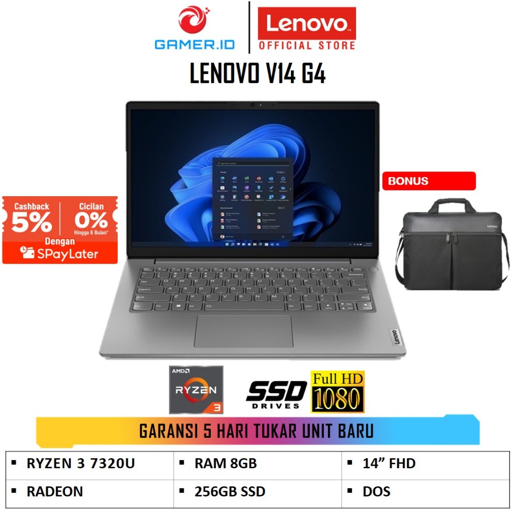 Jual Lenovo V14 G4 Amd Ryzen 3 7320u 8gb 256gb Ssd Dos 14 Fhd 2year Grey Shopee Indonesia 0043