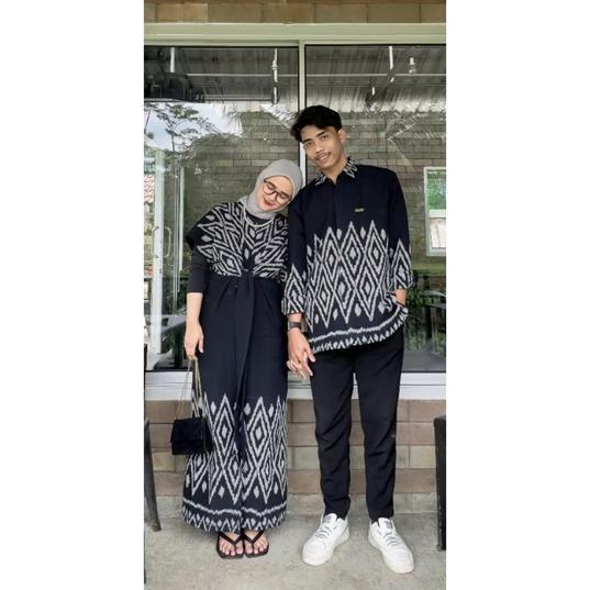 Jual SET COUPLE BAJU TENUN RAISA RAVEN BLACK | Shopee Indonesia