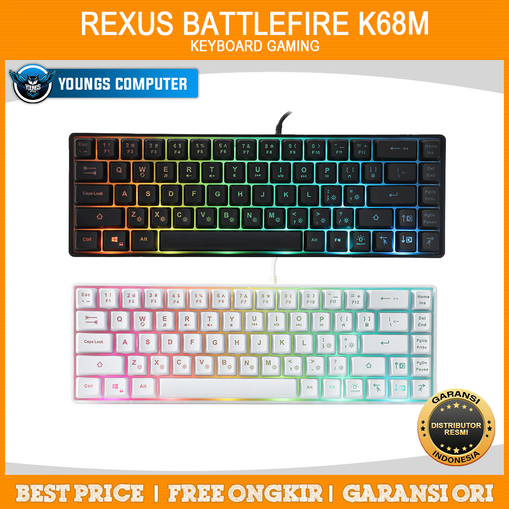 Jual KEYBOARD GAMING MINI REXUS BATTLEFIRE K68M BLACK/WHITE | Shopee ...