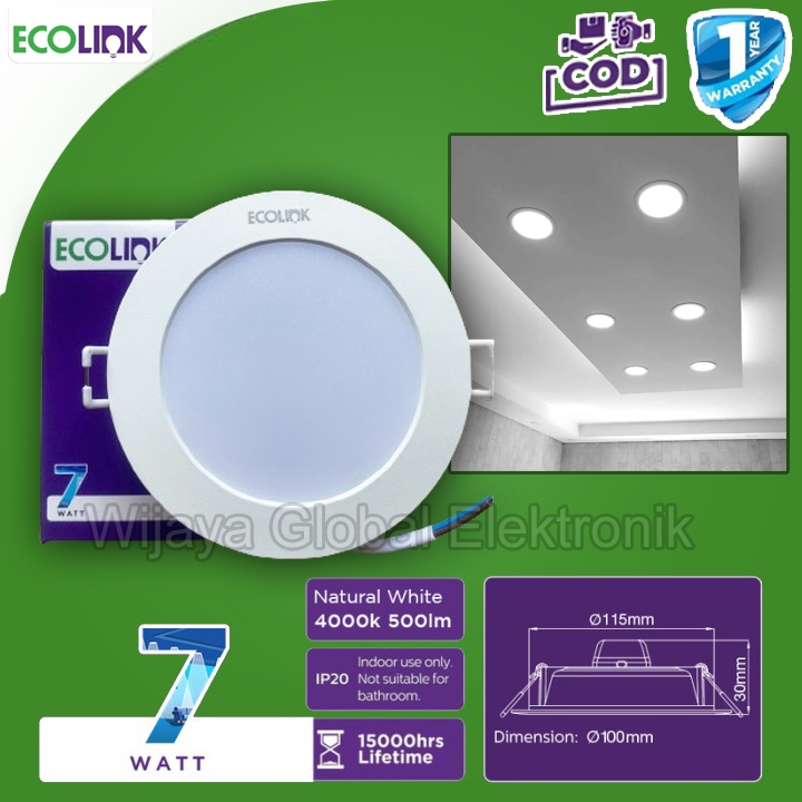 Jual Ecolink Lampu Downlight Led Watt Garansi Tahun Super Terang Shopee Indonesia