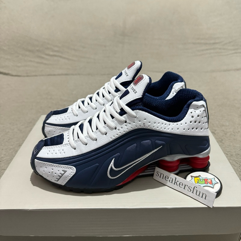 Jual NIKE SHOX R4 WHITE NAVY PREMIUM ORIGINAL | Shopee Indonesia
