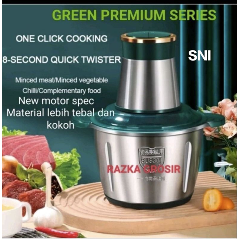 Jual BLENDER CHOPPER DAGING STAINLESS HIJAU PROMO / FOOD CHOPPER HIJAIU ...