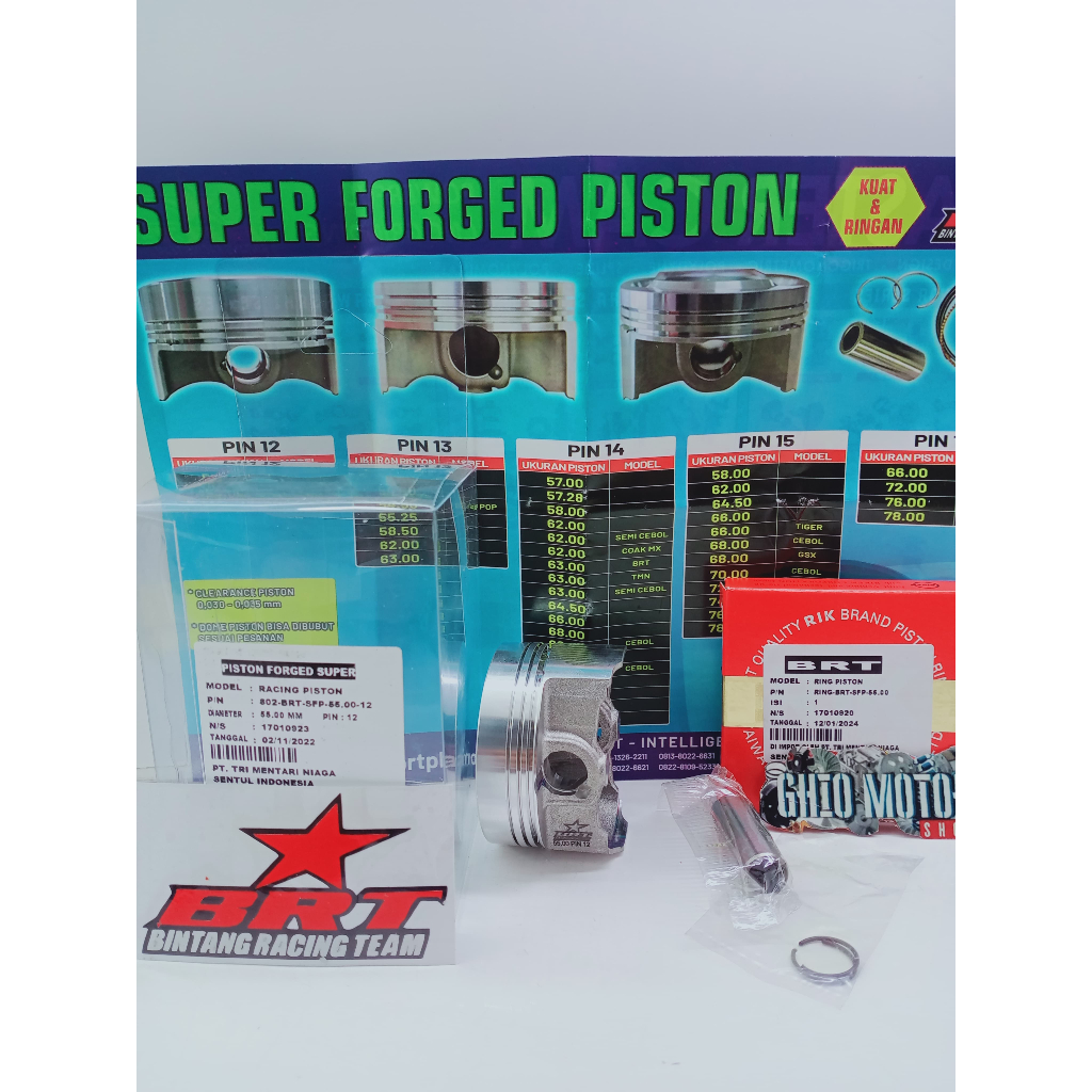 Jual PISTON BRT GENIO BEAT DELUXE 53 MM DAN 55 MM PIN 12 FORGING PISTON ...