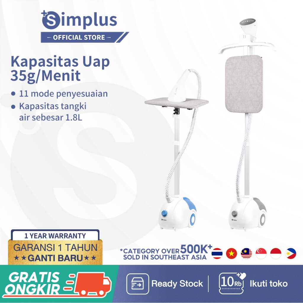 Jual Simplus Standing Setrika Uap 1.8L 2in1 Stand Garment Steamer ...