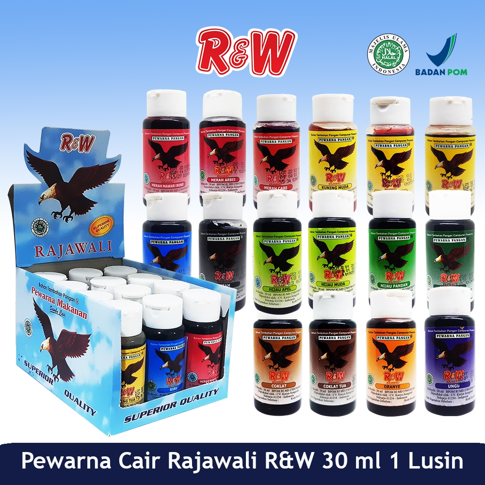Jual R&W Rajawali Pewarna Makanan Cair 30 ML Isi 1 Lusin Food Colouring ...