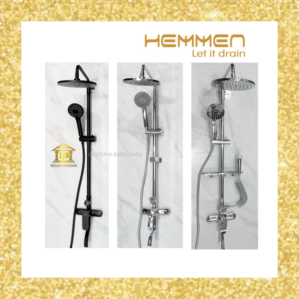 Jual Shower Column Set Shower Tiang Hemmen Kuningan Stainless Sus Hitam Black Chrome Satin