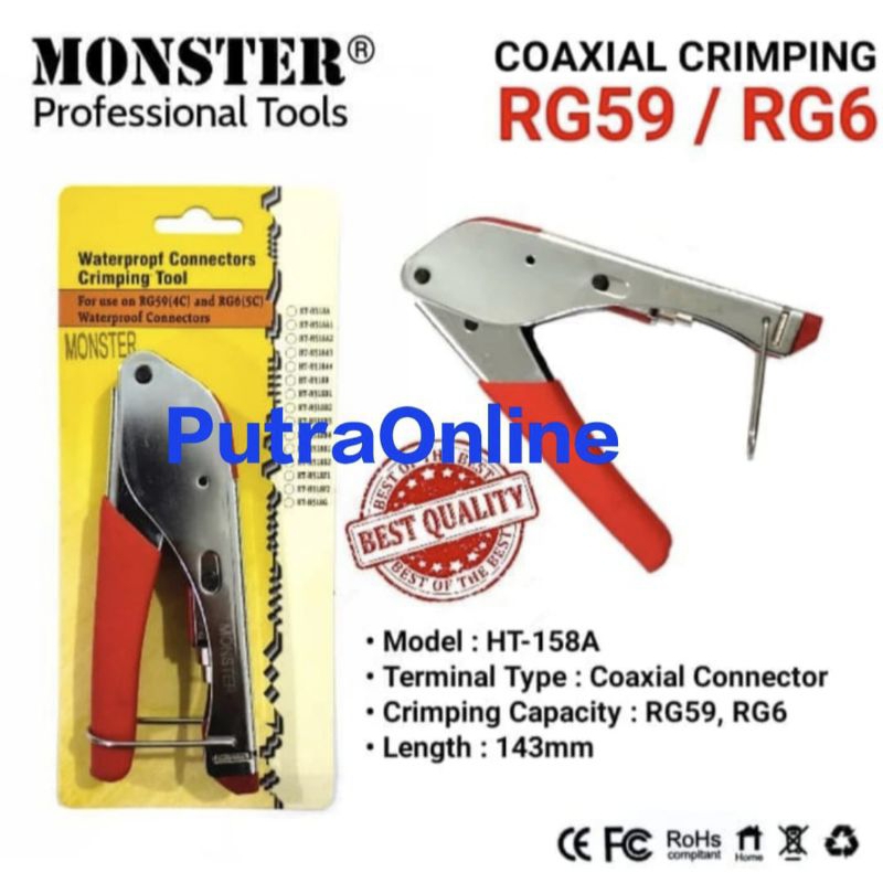 Jual Tang Compress RG6 RG59 Connector Compression Press Monster HT-H518 ...