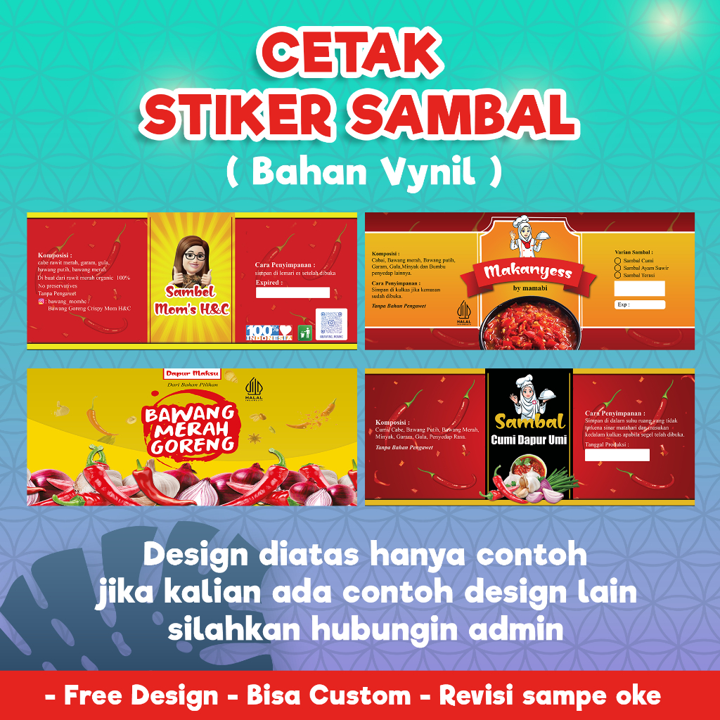Jual CETAK LABEL/STIKER BOTOL KEMASAN 100gr, 150gr, 200gr, STIKER ...