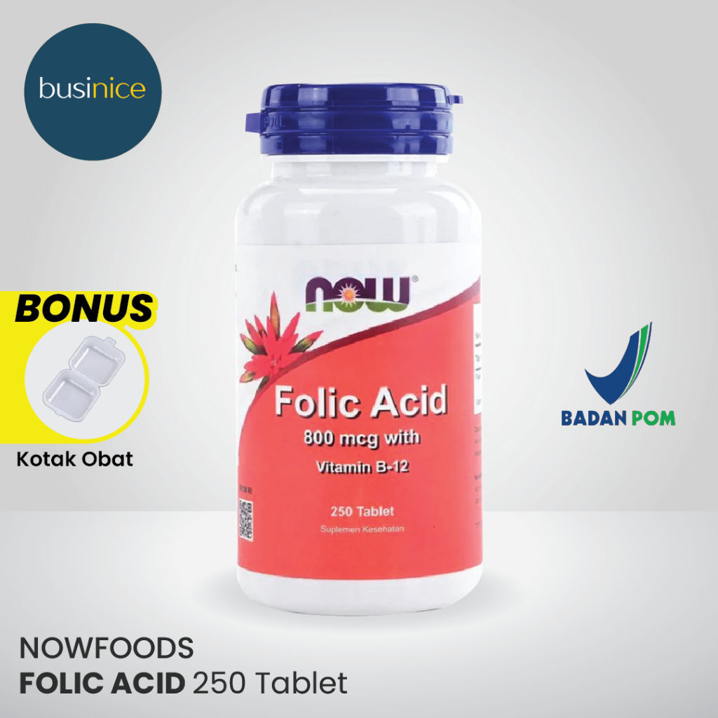 Jual Now Foods Folic Acid 800mcg With Vitamin B12 250 Tablets Vitamin ...