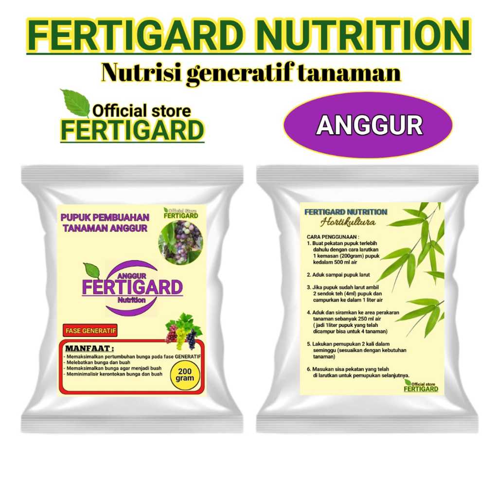Jual FERTIGARD - Pupuk pelebat bunga dan buah anggur 200 gram penyubur ...