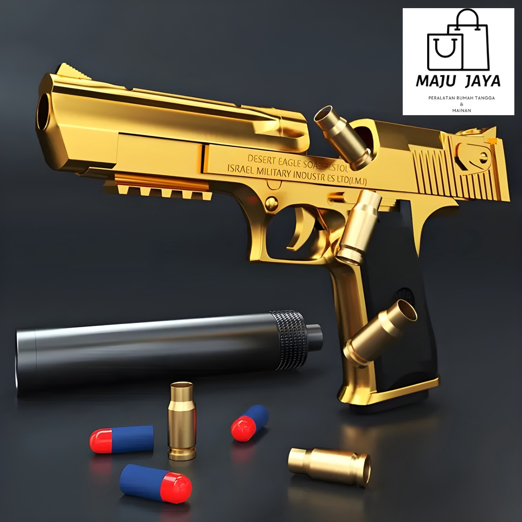 Jual MJ-Mainan Blaster Anak Golden Desert Eagle Pull & Go Shell Eject ...