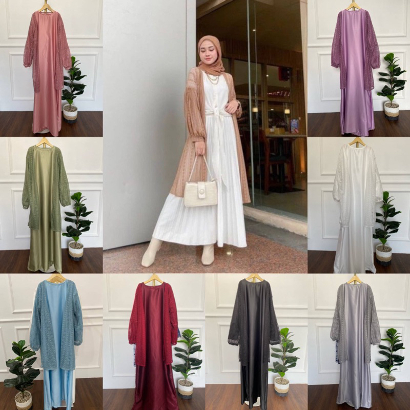 Jual Inner Dress GAMIS DALAMAN SATIN KEBAYA LENGAN PANJANG | Shopee ...