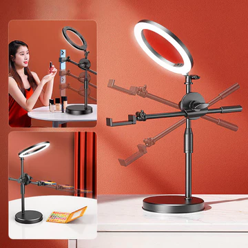 OverHead Phone Stand Tripod Led Lampu Stand Holder Bracket 360° Over Head Tripod Lampu Phone
