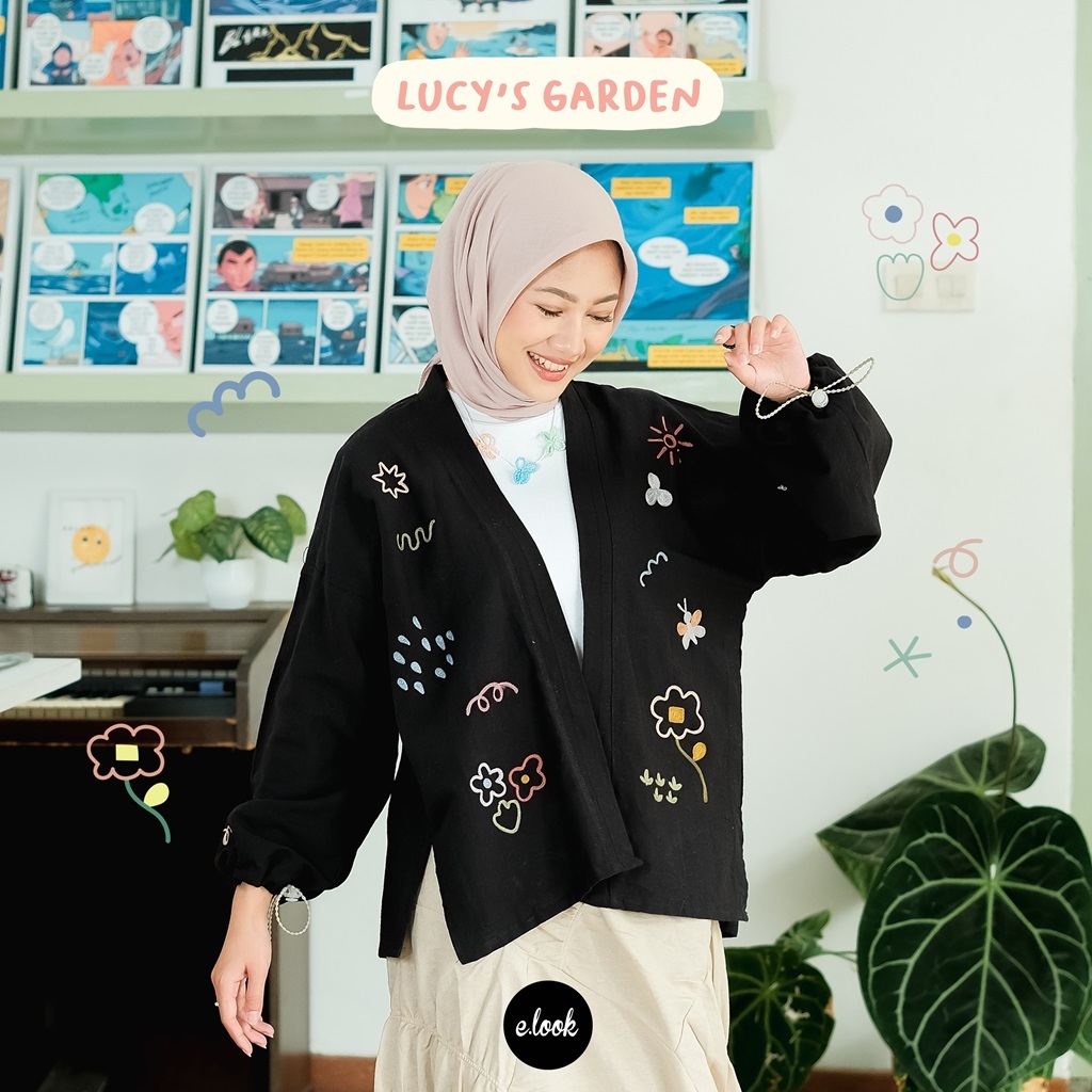 Jual E.Look Puff Sleeves Embroidery Outer | Shopee Indonesia