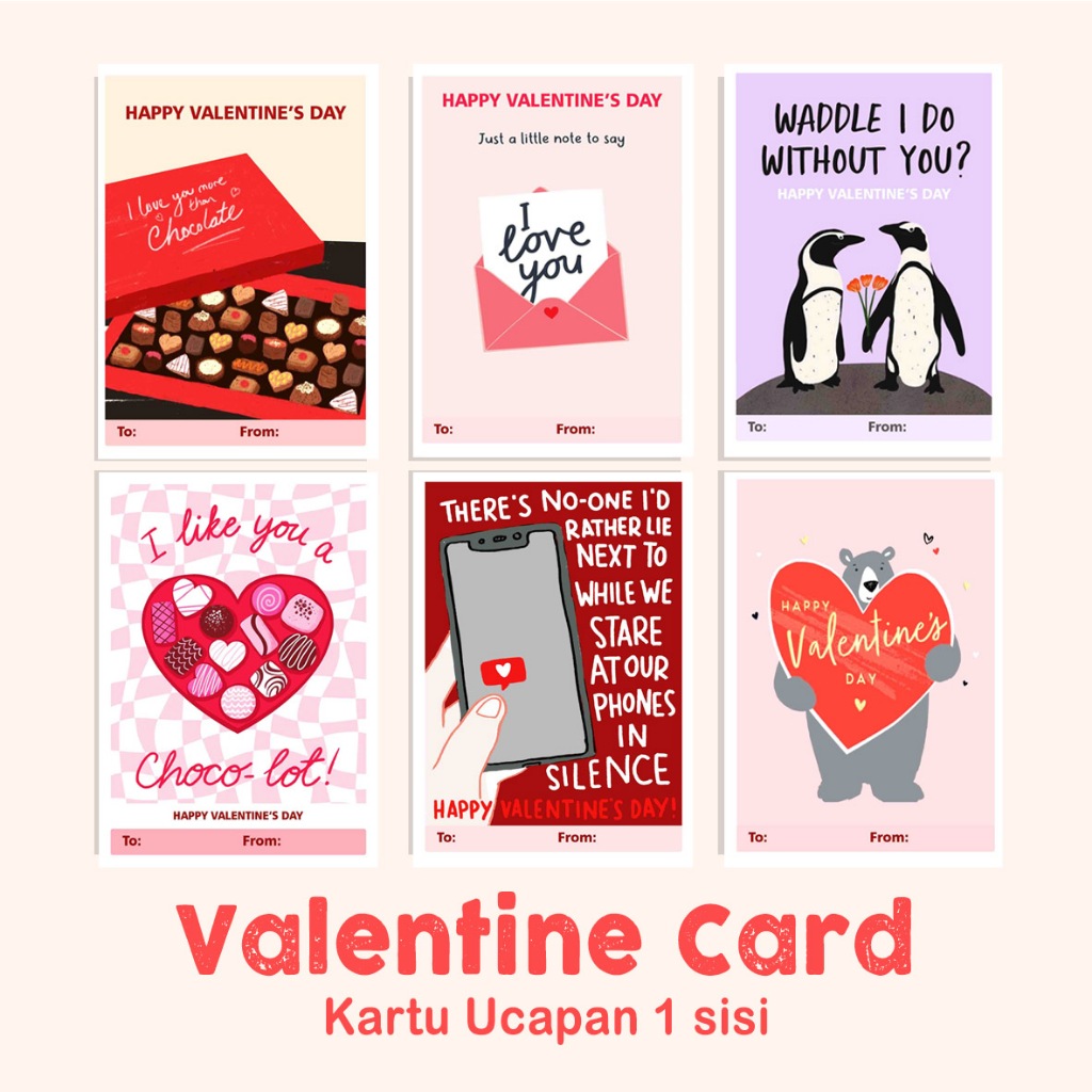 Jual Kartu Ucapan Valentine Kartu 1 Sisi Kertas Exclusive Dan Tebal Valentine Card Shopee