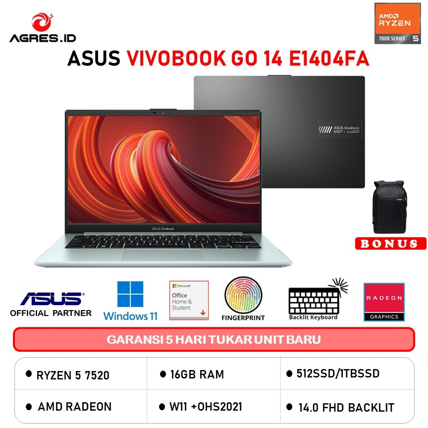 Jual Asus Vivobook Go 14 E1404fa Ryzen 5 7520 16gb 1tbssd W11ohs 140fhd Blk Fhd551 Shopee 6456