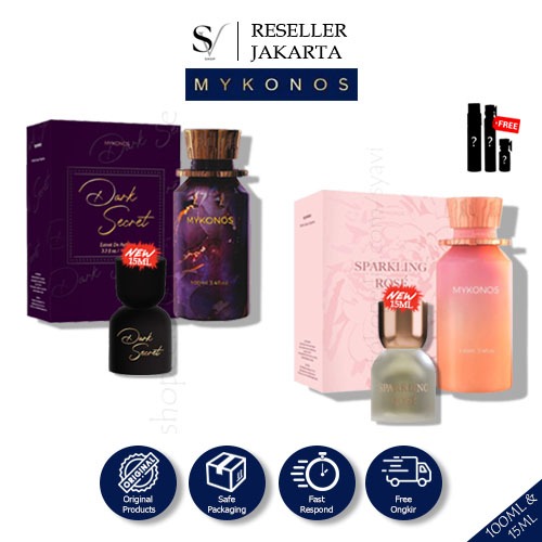 Jual Mykonos Dark Secret Extrait De Parfume 100ML/ 15ML & Sparkling
