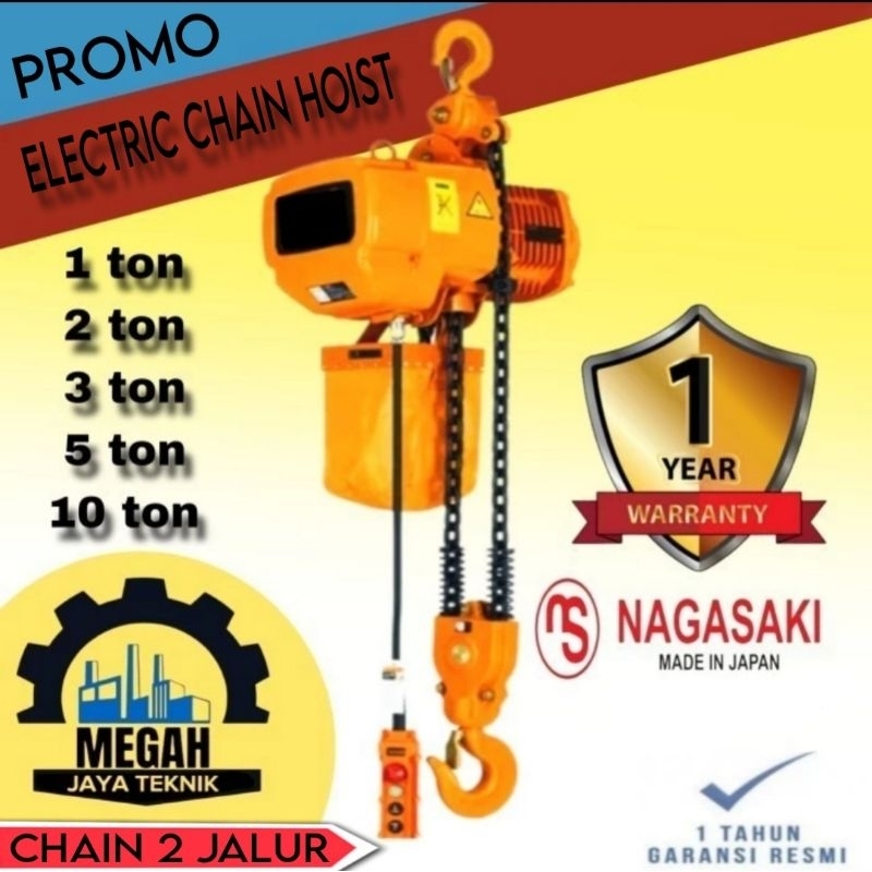 Jual Electric chain hoist 2 ton 6 meter 380v/3 phase nagasaki japan Shopee Indonesia