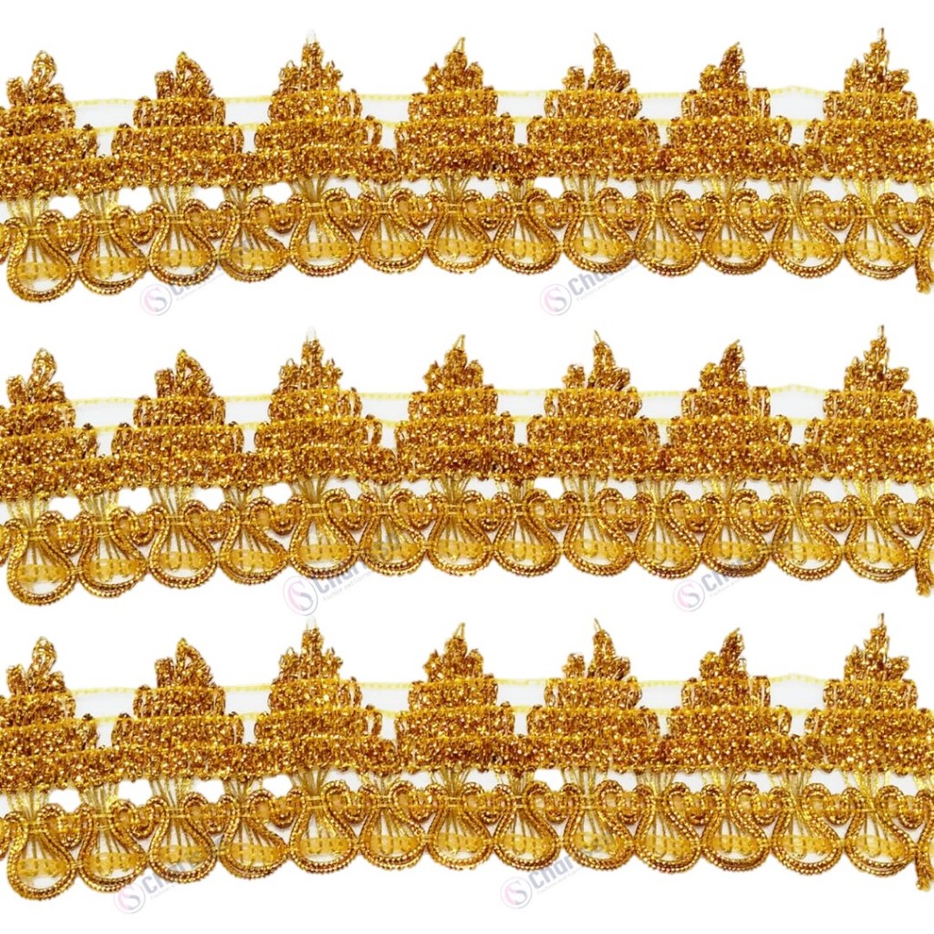 Jual [Meteran] Renda emas 0567 / renda mas 4 cm / renda lebar / renda ...