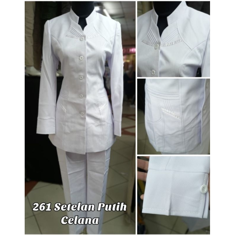 Jual SET BAJU BLAZER SERAGAM PUTIH PUTIH RUMAH SAKIT,SUSTER,PERAWAT
