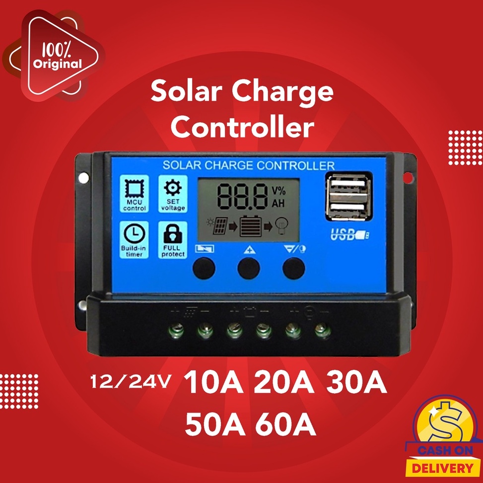 Jual Solar Charge Controller LCD LED Display Solar PWM 12V24V 1A 2A 3A ...