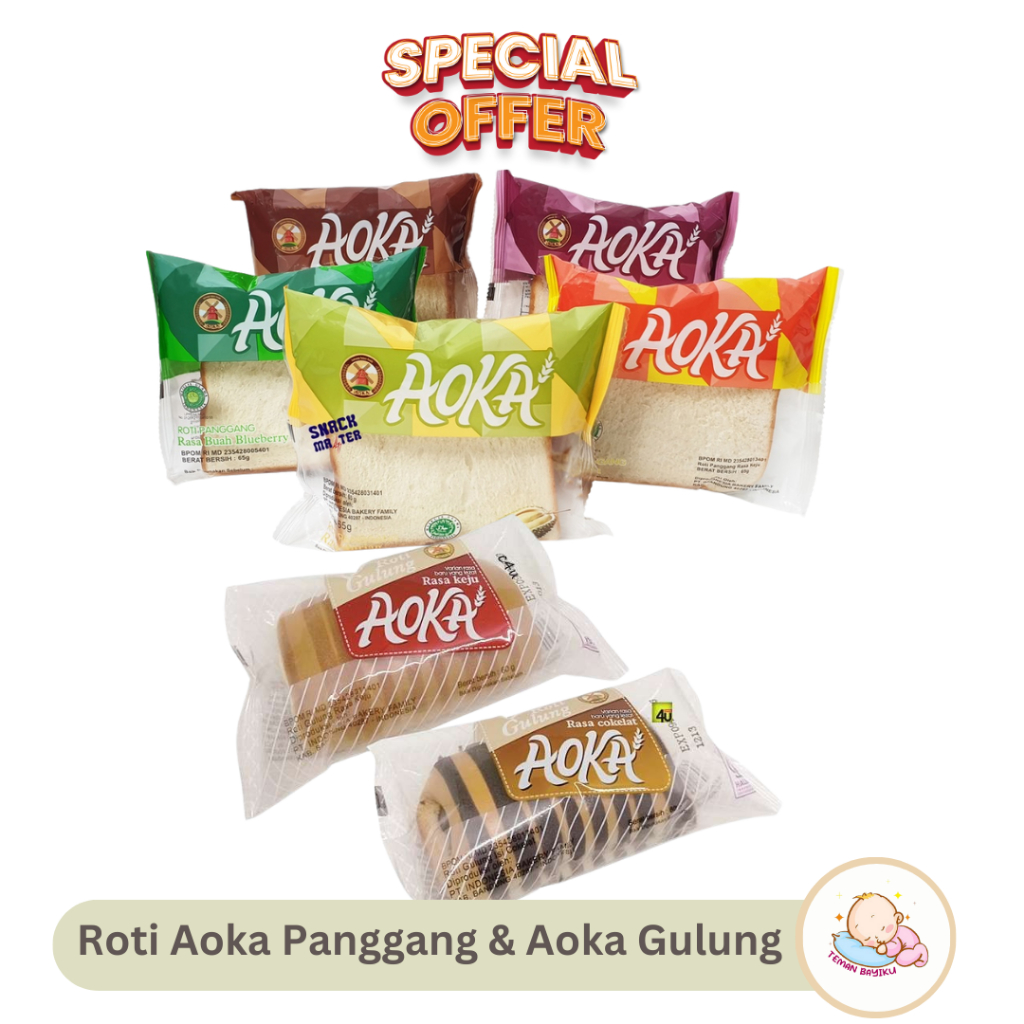 Jual Aoka Roti Panggang 65gr dan Roti Gulung 60gr Aneka Macam Rasa ...