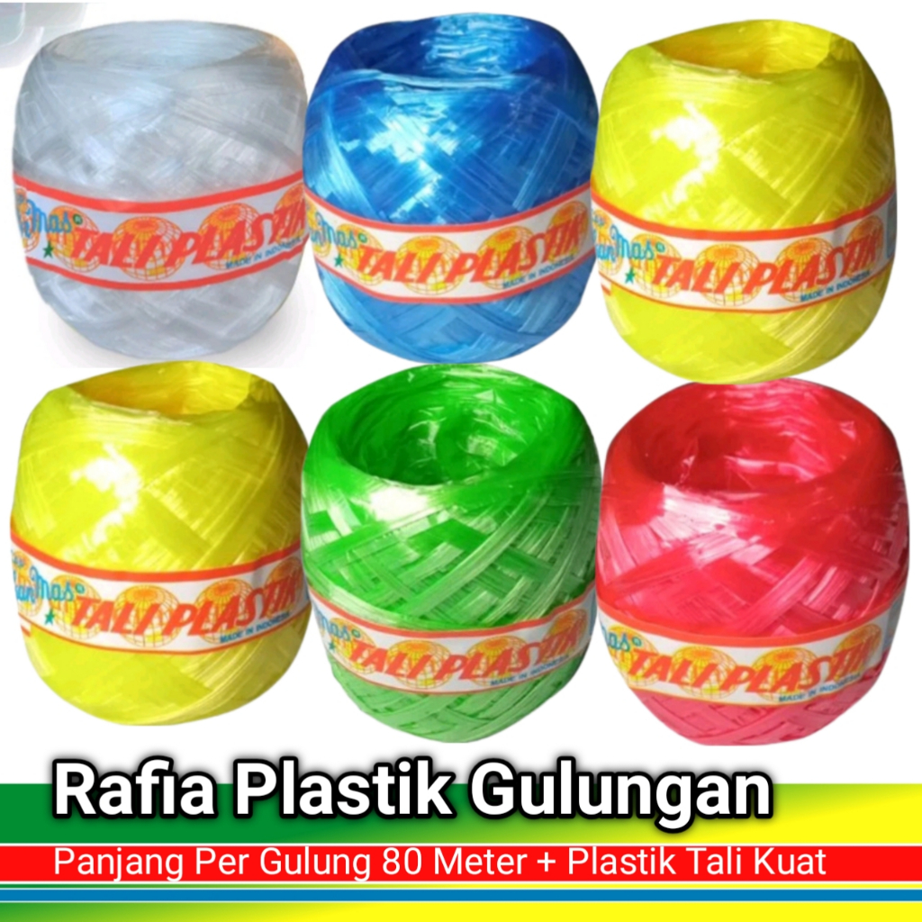 Jual Rafia Gulungan 80 meter | Tali Plastik Rafia warna Random | Shopee ...