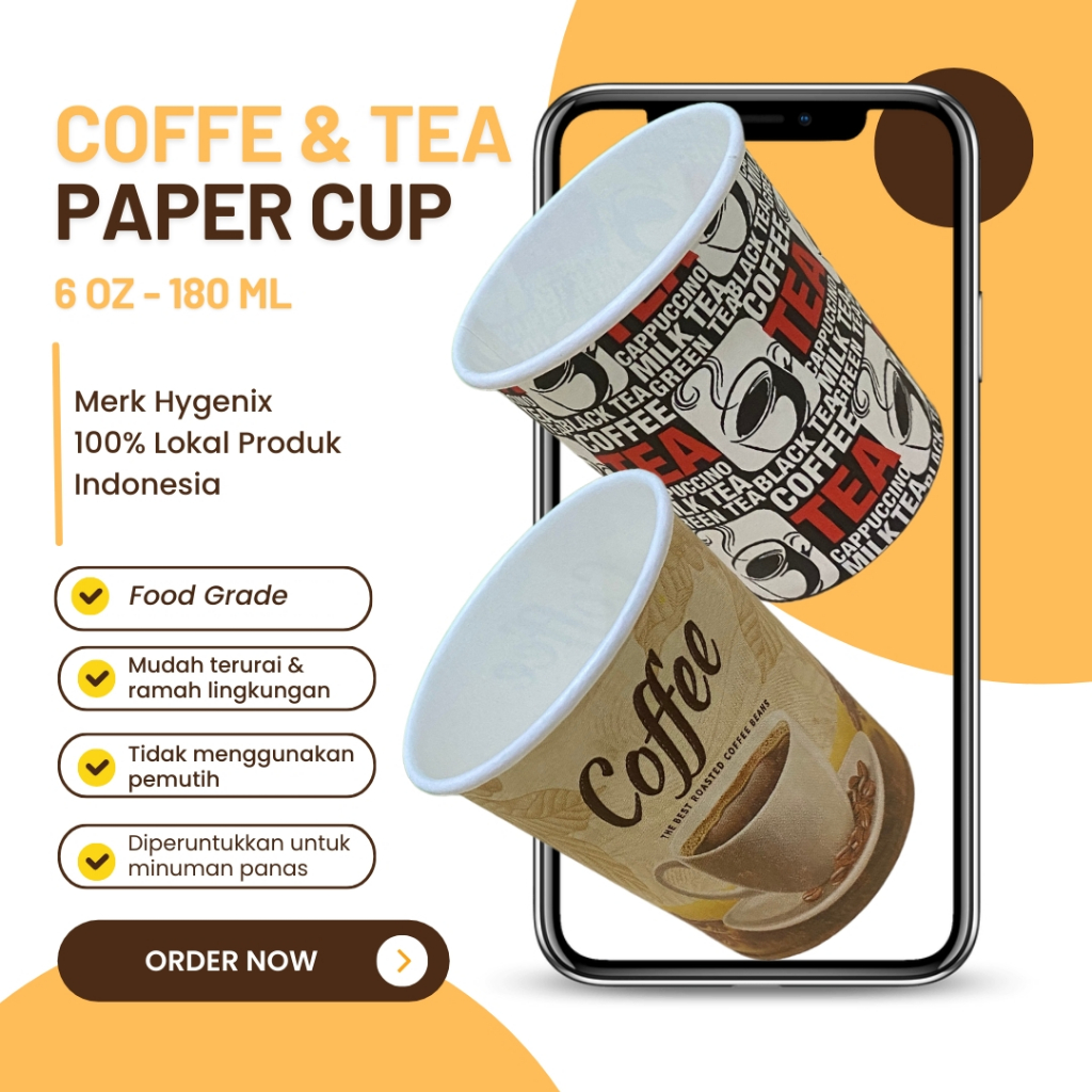 Jual 50 Pcs Gelas Kertas Motif PAPER CUP Tahan Panas Grosir Murah Gelas ukuran 6oz Shopee