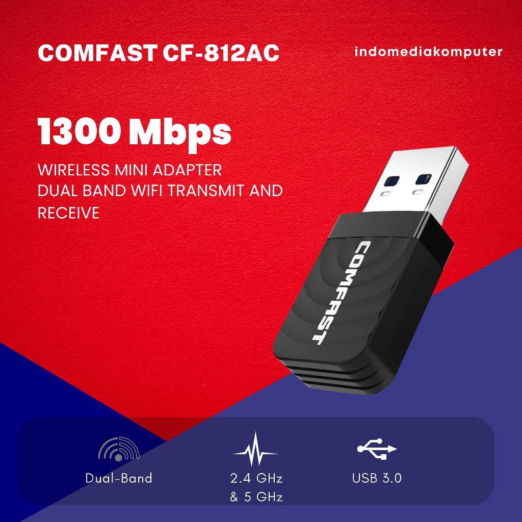 Jual WIFI USB 3.0 1300MBPS DUAL BAND COMFAST CF-812AC | Shopee Indonesia