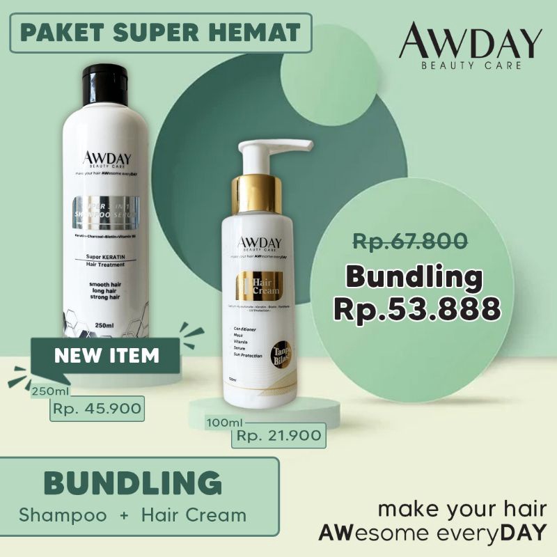 Jual Murah Paket Bundling Hemat Shampoo awday keratin super 3in1 plus