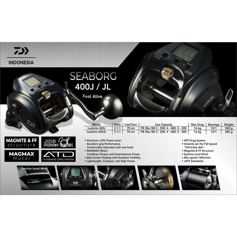 Jual Reel Electric Seaborg 400JL 400J New 2024 Made In Japan | Shopee ...