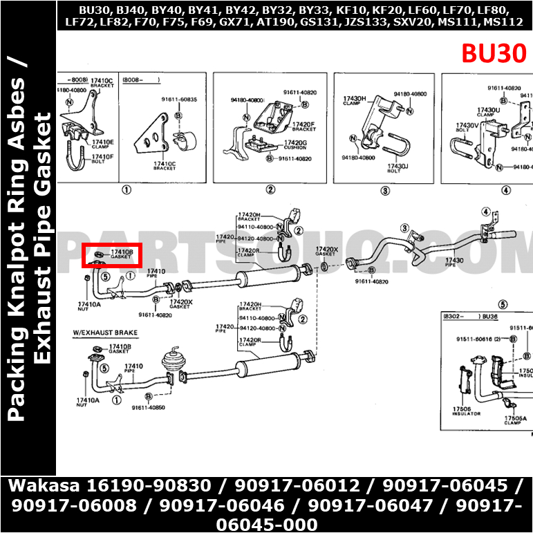 Jual Packing Knalpot Toyota Dyna 85 PS 3000 cc BU30 1980-1982 Wakasa ...