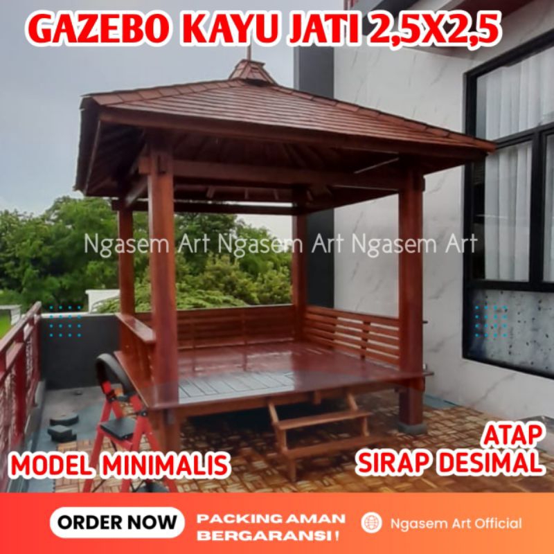 Jual Gasebo Minimalis Kayu Jati Gazebo Saung Taman Shopee Indonesia